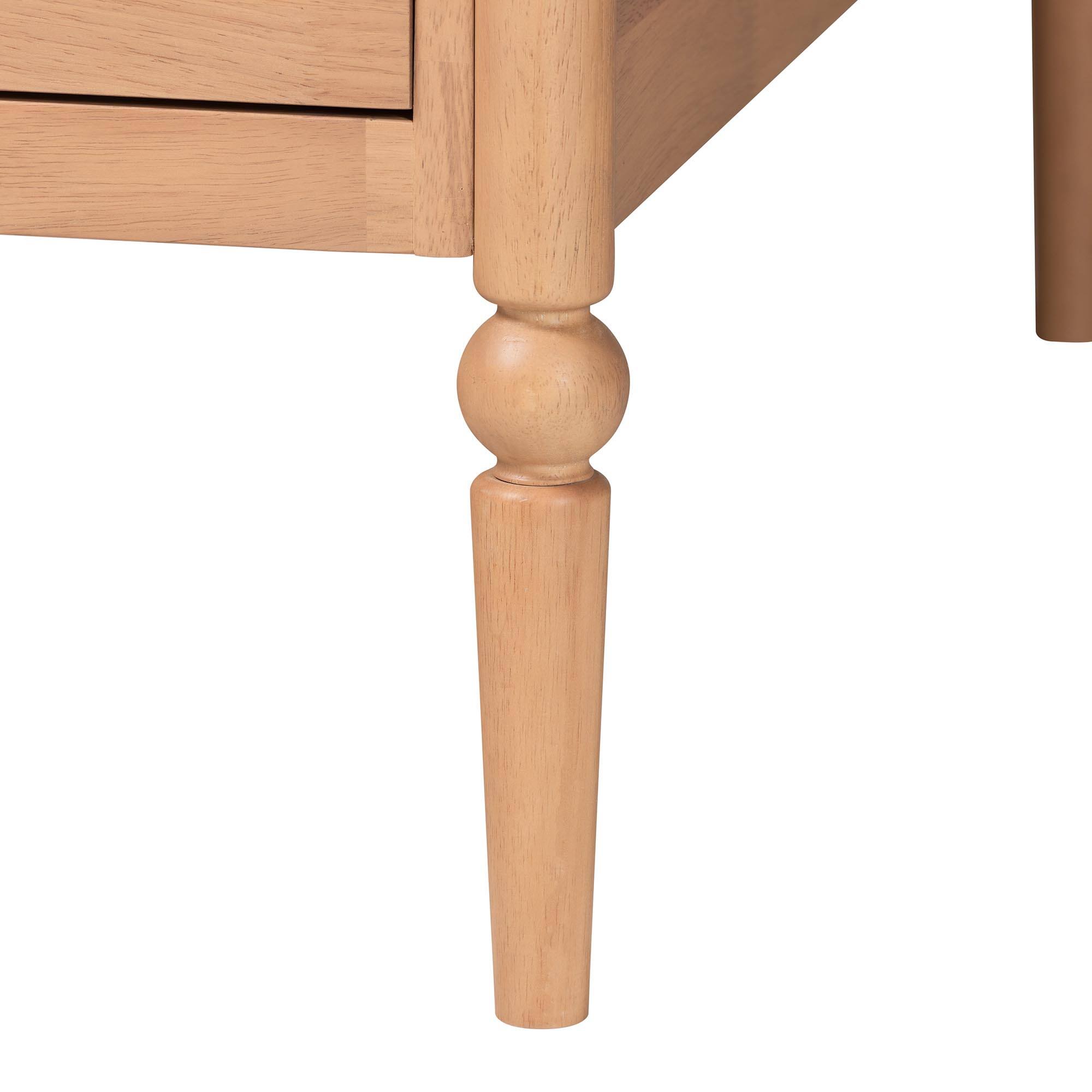 Alt View 4. Baxton Studio - Lucera 3-Drawer Daybed with Bobbin Frame, Full - Beech Brown.