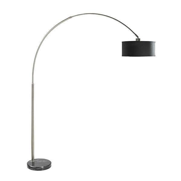 Front. Hivvago - Modern 81-inch Tall Arch Floor Lamp with Black Drum Shade and Marble Base - Black.