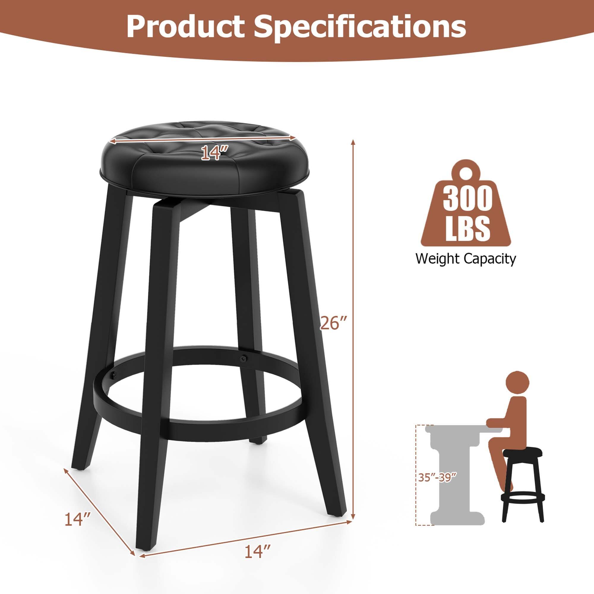 Product Specifications:

* Weight Capacity: 300 LBS
* 26" 35"-39"
* 14" 14"