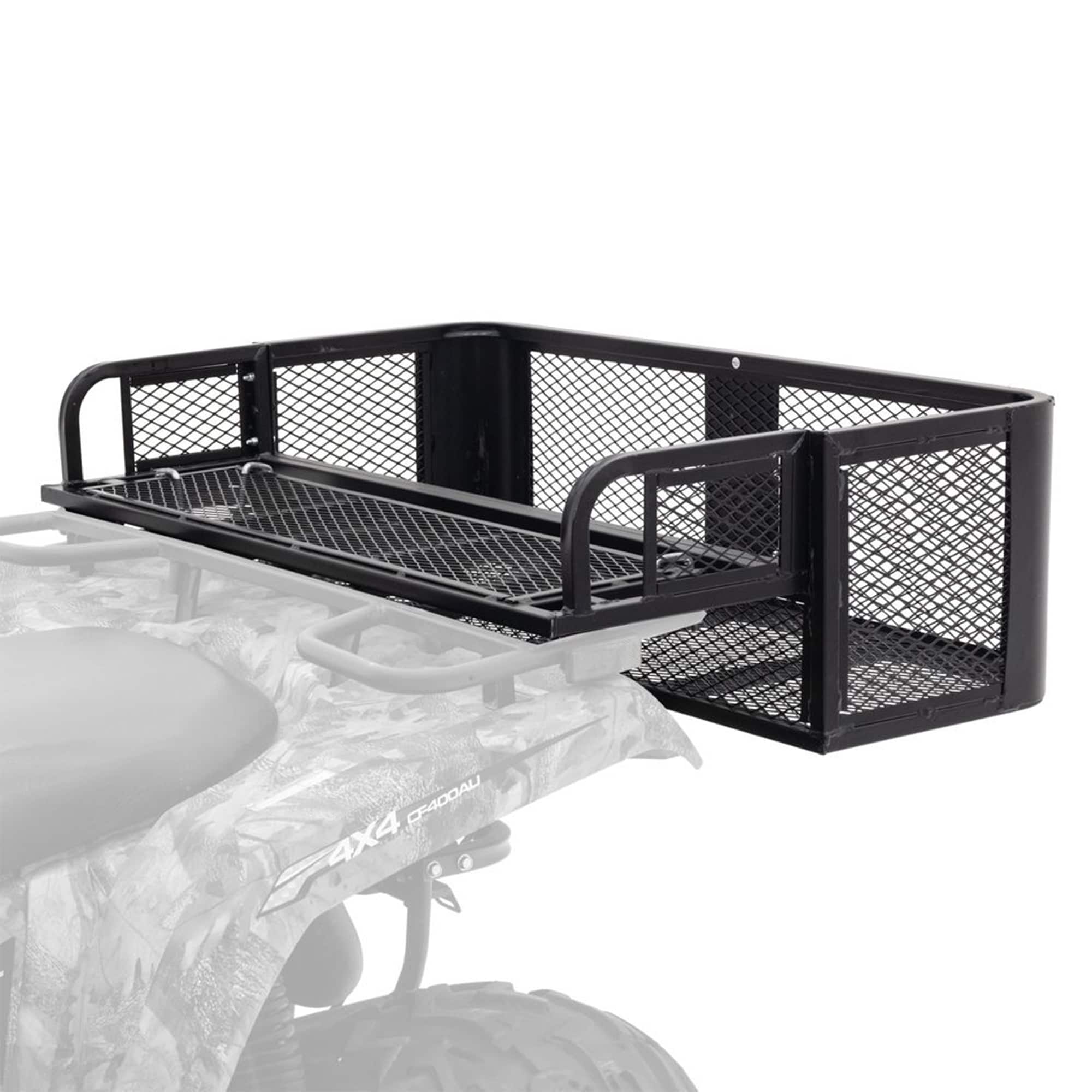 Titan Ramps - Universal ATV/UTV Rear Drop Cargo Basket Rack with 150 lb. Capacity - Black