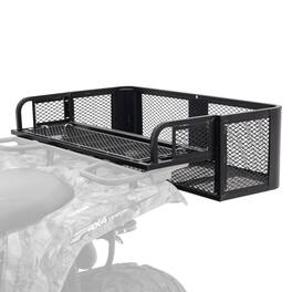 Titan Ramps - Universal ATV/UTV Rear Drop Cargo Basket Rack with 150 lb. Capacity - Black