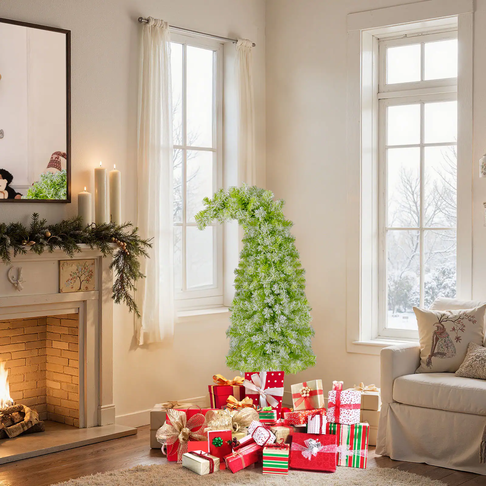 Alt View 3. Costway - Costway 5 FT Bendable Christmas Tree with 216 Branch Tips, 80 Warm White LED Lights - Green.