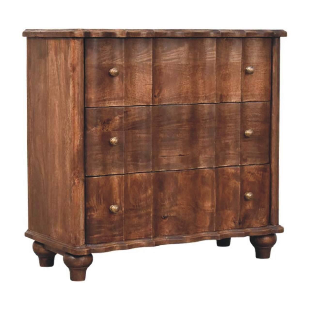 Angle. Artisan Furniture - Artisan Furniture Solid Wood Lume Roasted Panel Chest, 3 Drawer - Brown.
