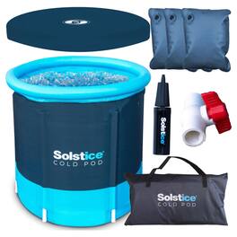Solstice - Cold Pod Plunge 84.5 Gallon Ice Bath Tub with Large Lid and Carry Bag - Dark grey & blue
