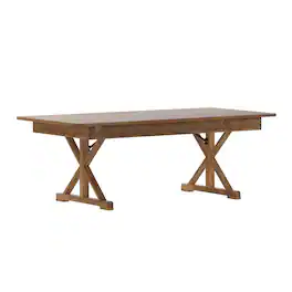 Flash Furniture - HERCULES 7' x 40" Rectangular Antique Rustic Solid Pine Folding Farm Table with X Legs - Brown
