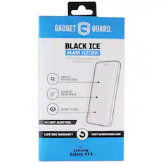 GADGET GUARD. BLACK ICE GLASS EDITION Premium Tempered Glass Screen Protector IMPACT PROTECTION SCRATCH RESISTANCE ULTRA-CLEAR WITH EASY ALIGN TOOL LIFETIME WARRANTY VISIT GADGETGUARD.COM fits Samsung Galaxy A11