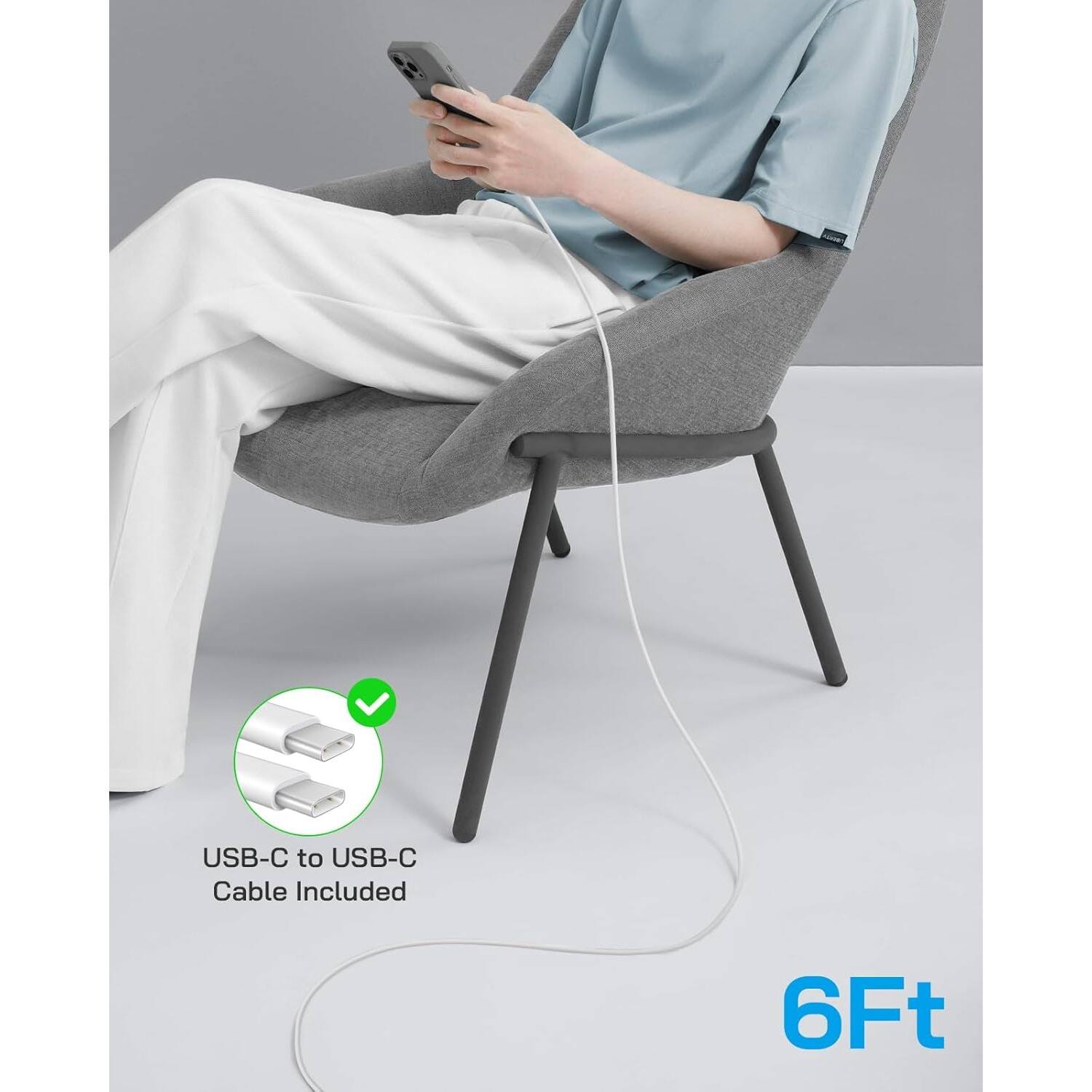 USB-C to USB-C Cable Included, 6Ft