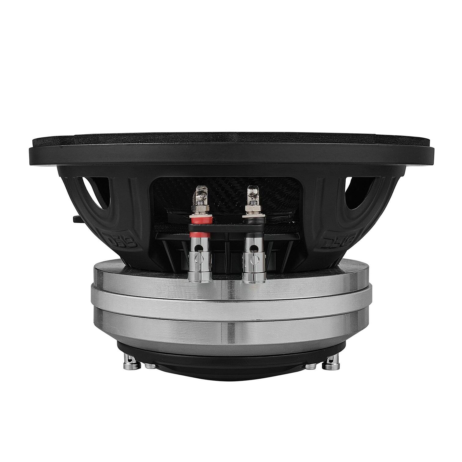 Left. DS18 Audio - 8" Hybrid Loudspeaker With Carbon Fiber Cone, Compression Driver and Neodymium Magnet | 400W RMS 4-Ohm.