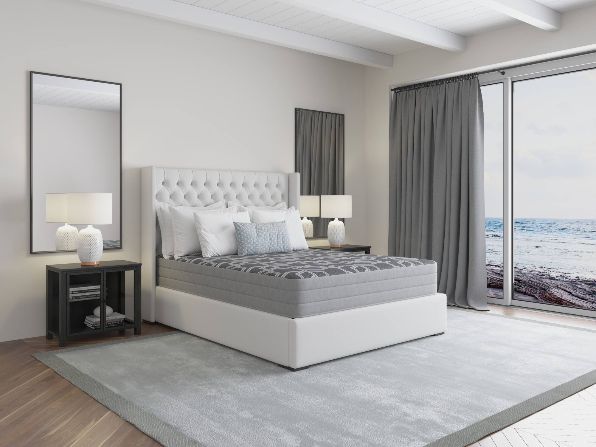 Alt View 1. Glintex - 10-Inch Twin XL Lux Firm Foam Mattress with Cooling Ice Cover and Copper-Gel Infused Foam, Made in USA, CertiPUR-US - Black.