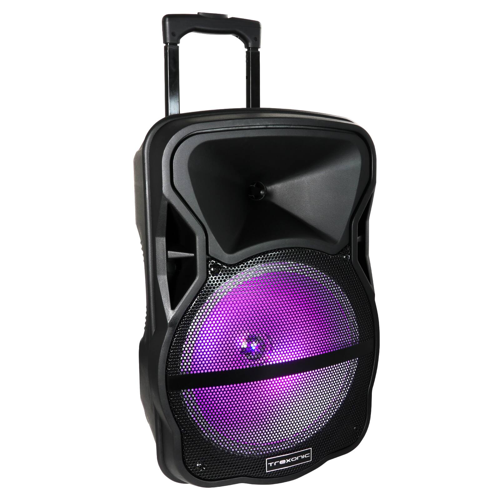 Alt View 3. Trexonic - Trexonic Combo 12" Bluetooth Portable Speaker and Tripod Stand with Reactive Lights, FM Radio and USB/TF Inputs - Black.