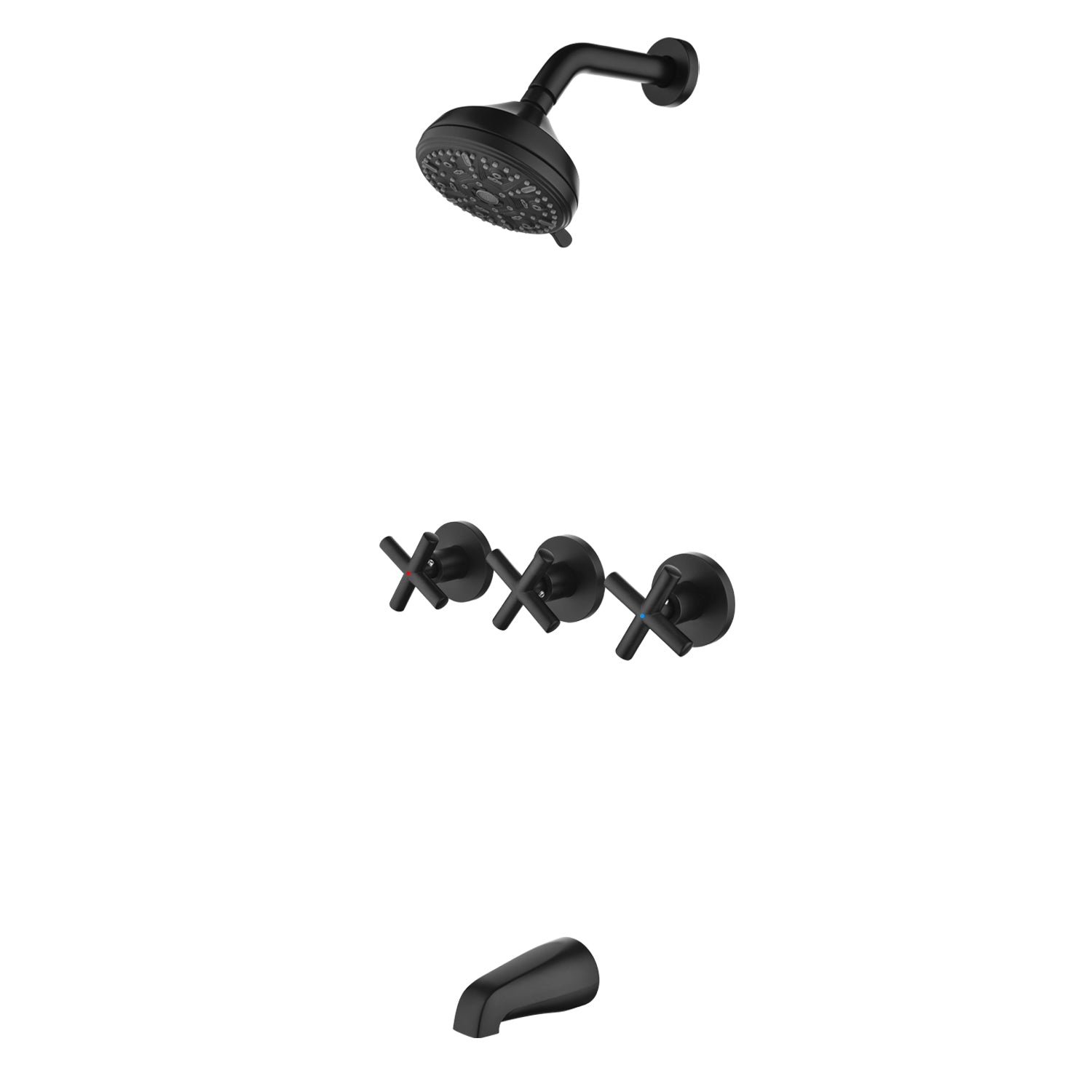 Front. Boyel Living - Matte Black Shower Set with Seven Function Dual Shower Heads and cUPC Pressure Balance Valve - Matte Black.