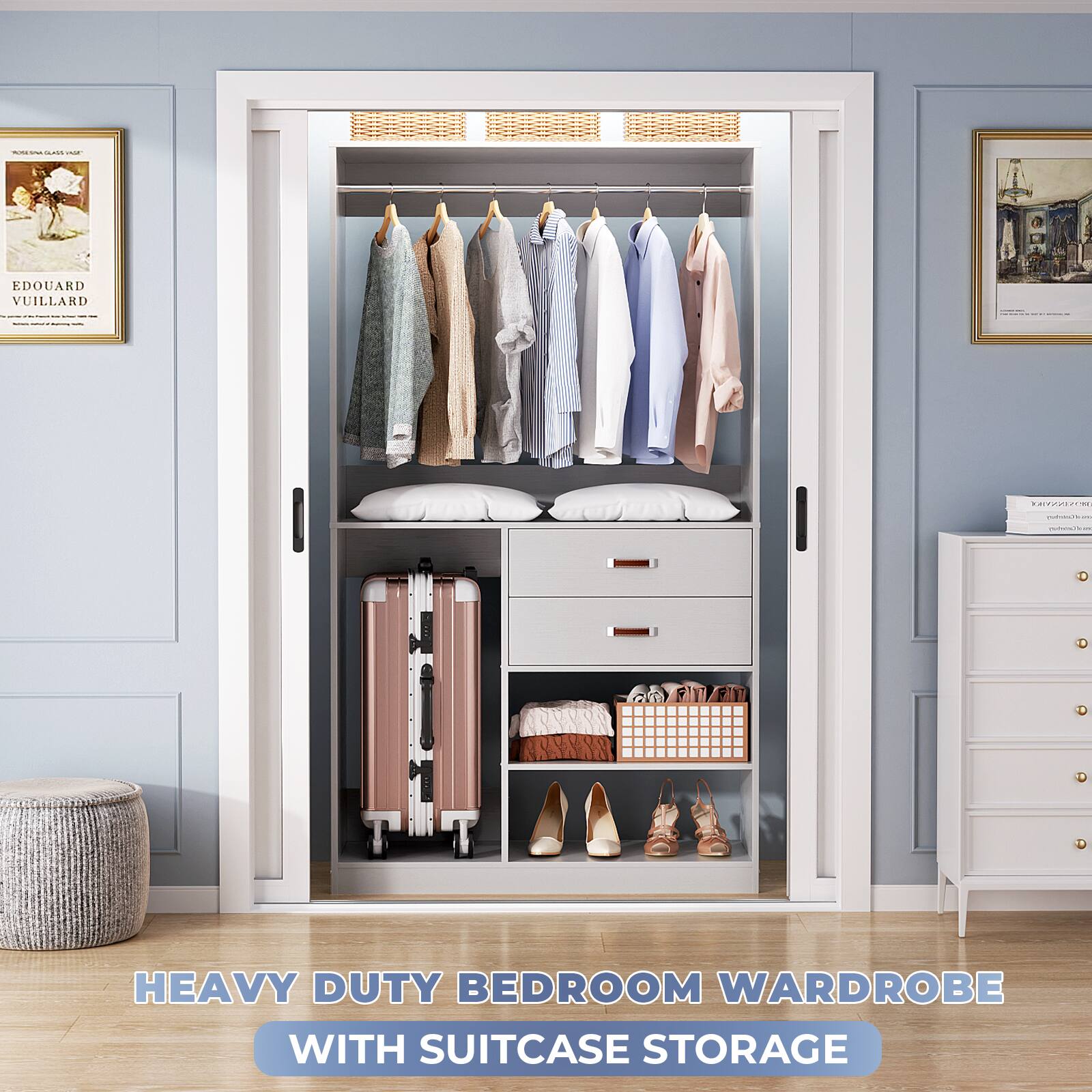 EDOUARD VUILLARD 102 C - 9M INT - HEAVY DUTY BEDROOM WARDROBE WITH SUITCASE STORAGE