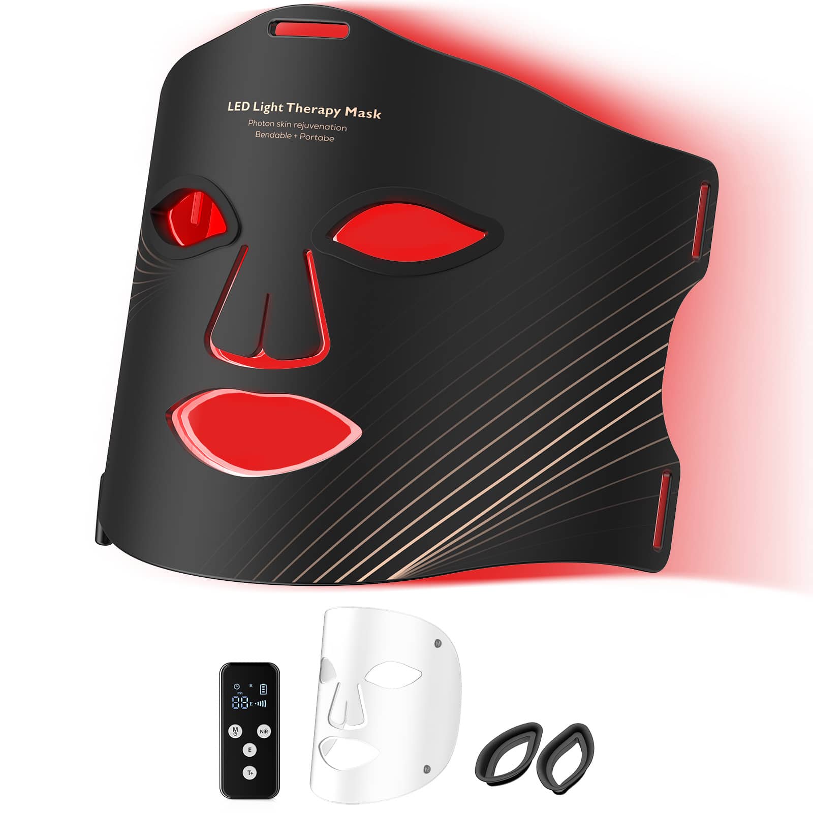 Teendow LED Face Mask Light Therapy, 4 Modes Portable Red Light