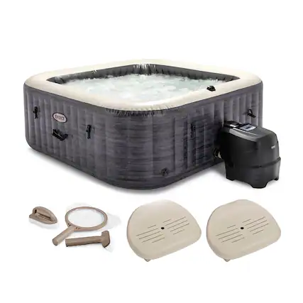 Front. Intex - Intex PureSpa Plus Inflatable Spa, Maintenance Kit, & Removable Seat (2 Pack) - Gray.