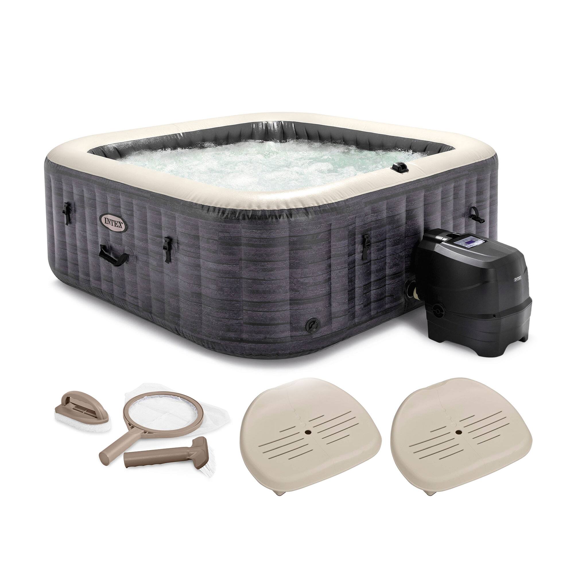 Front. Intex - Intex PureSpa Plus Inflatable Spa, Maintenance Kit, & Removable Seat (2 Pack) - Gray.