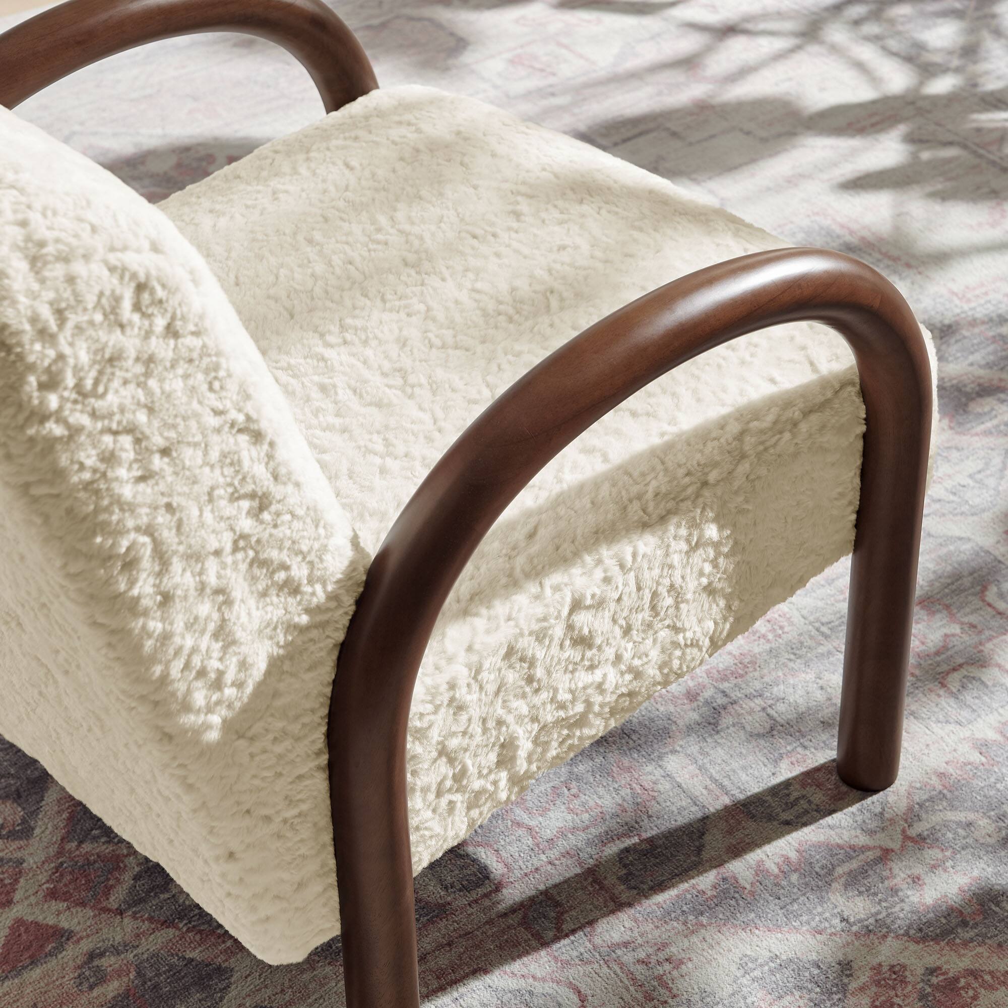 Alt View 1. Modway - Lunet Faux Shearling Accent Armchair by Modway - Ecru.