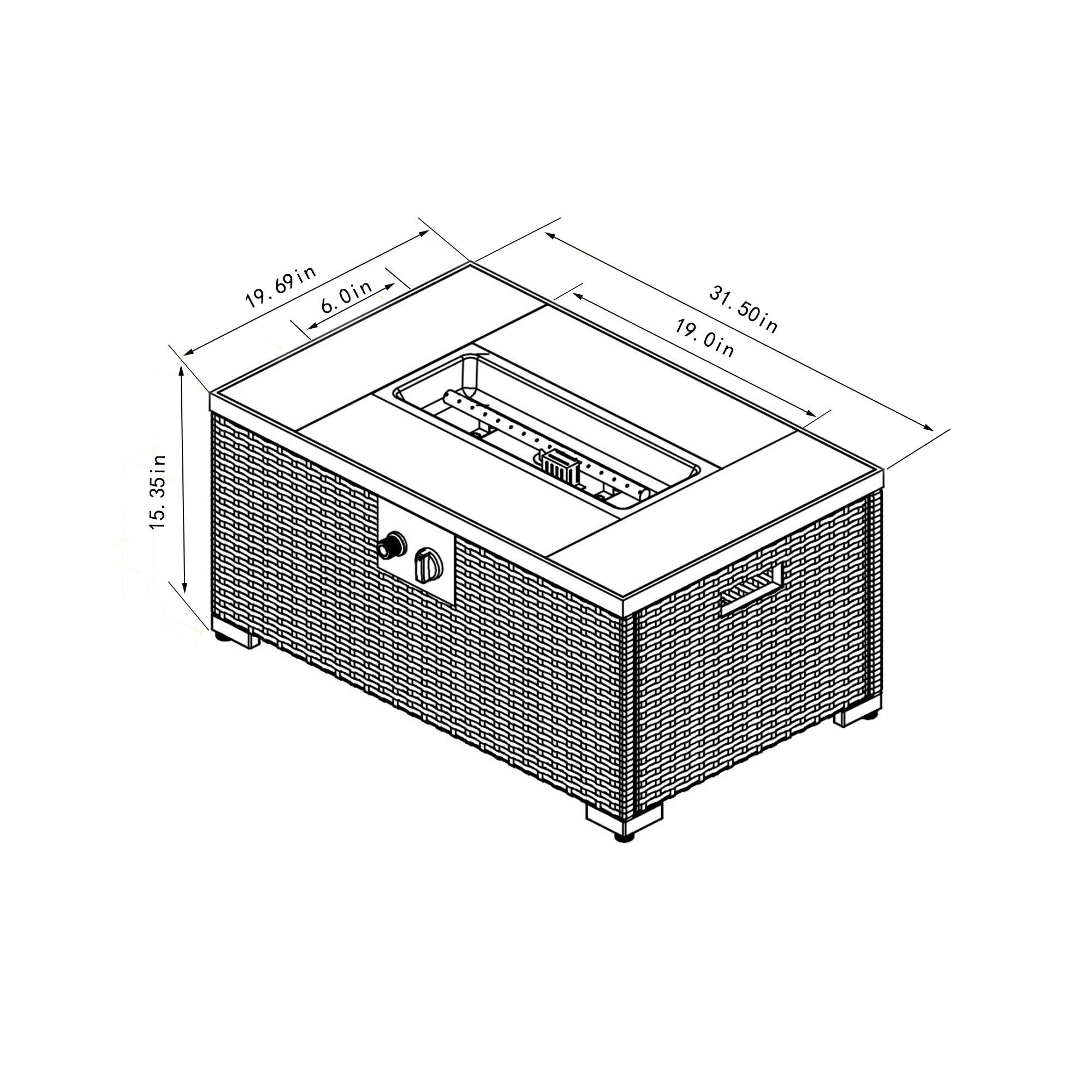 19.69in  
6.0in  
31.50in  
19.0in  
15.35in