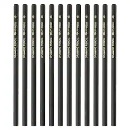 Unique Bargains - 12pcs 4B Drawing Pencils Hexagonal for Sketching Writing Art Artists Beginners - Black