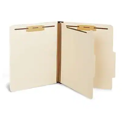 Front. Staples - Classification Folder, 1-Dividers, 1 3/4" Expansion, Letter Size, Manila, 10/Box - Manila.