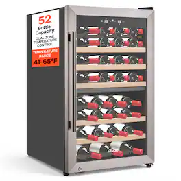 VEVOR - 52 Bottle Wine Fridge, Freestanding Wine Cooler Refrigerator, Dual Zone Cooler, 41℉ to 65℉ Adjustable Temp Mini Cellar - Black