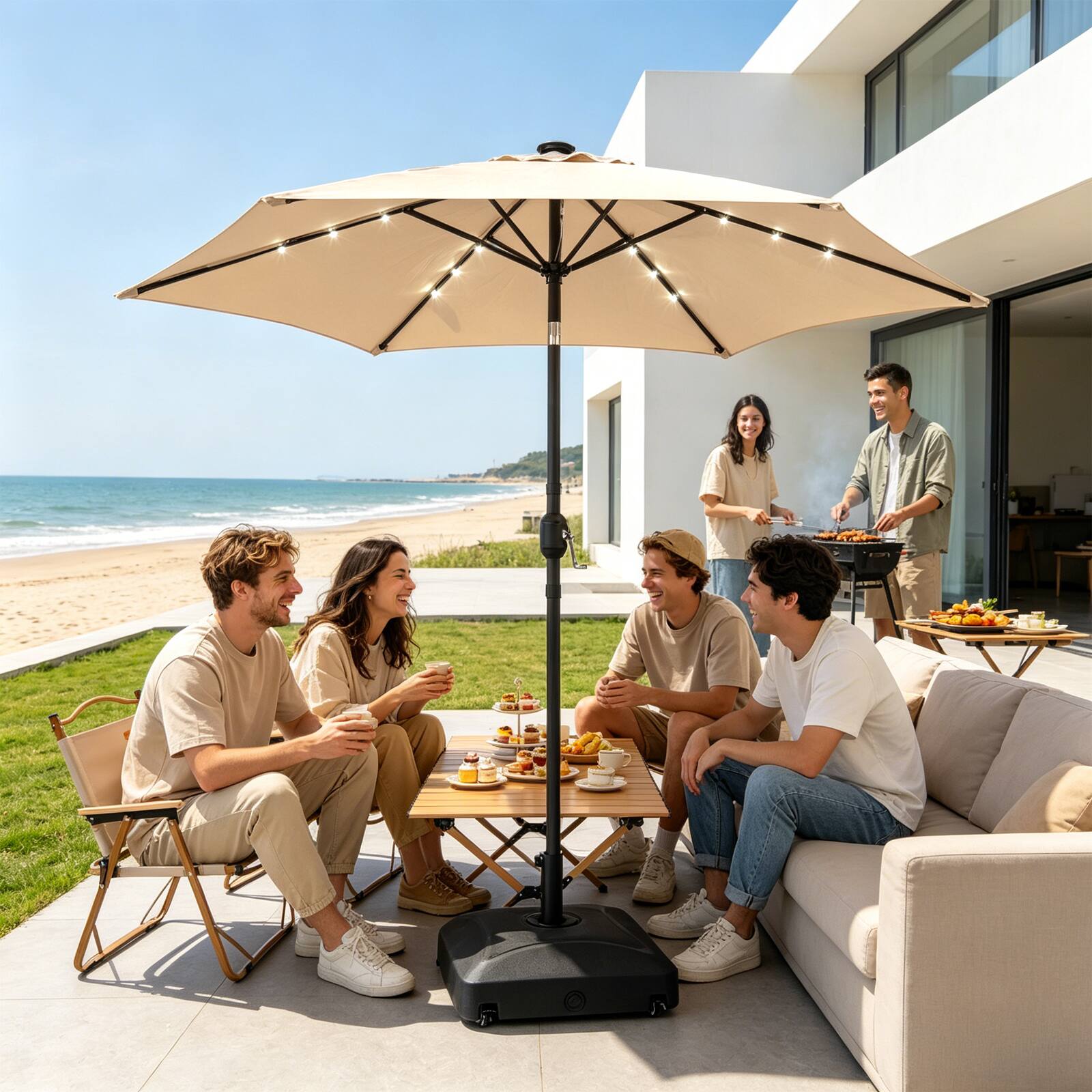 Angle. Winado - 9FT Patio Umbrella with Solar Lights, Outdoor Umbrella with Push Button Tilt and Crank, Umbrella Outdoor Patio for Patio.