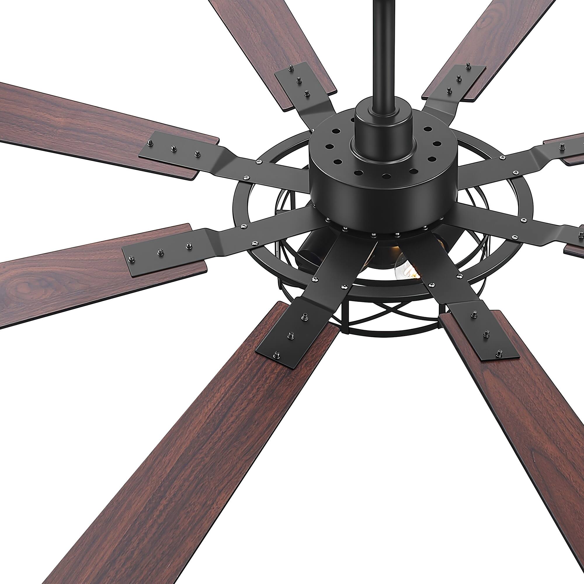 Alt View 9. Breezary - 65-Inch Traditional Ceiling Fan with Dual Bulb Light Kit, 8 Reversible Blades, DC Motor, 6 Speeds, Remote & Timer - Black and Walnut.