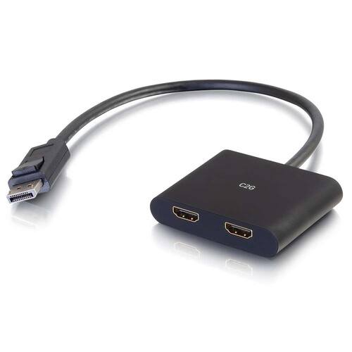 Front. C2G - 757120542933 54293 4K DisplayPort to Dual HDMI Multi-Stream Transport (MST) Hub - Black - 3840 x 2160 at 60Hz - DisplayP - Black.