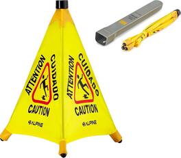 Alpine Industries - 30" Multi-Lingual Pop-Up Wet Floor Sign - Yellow