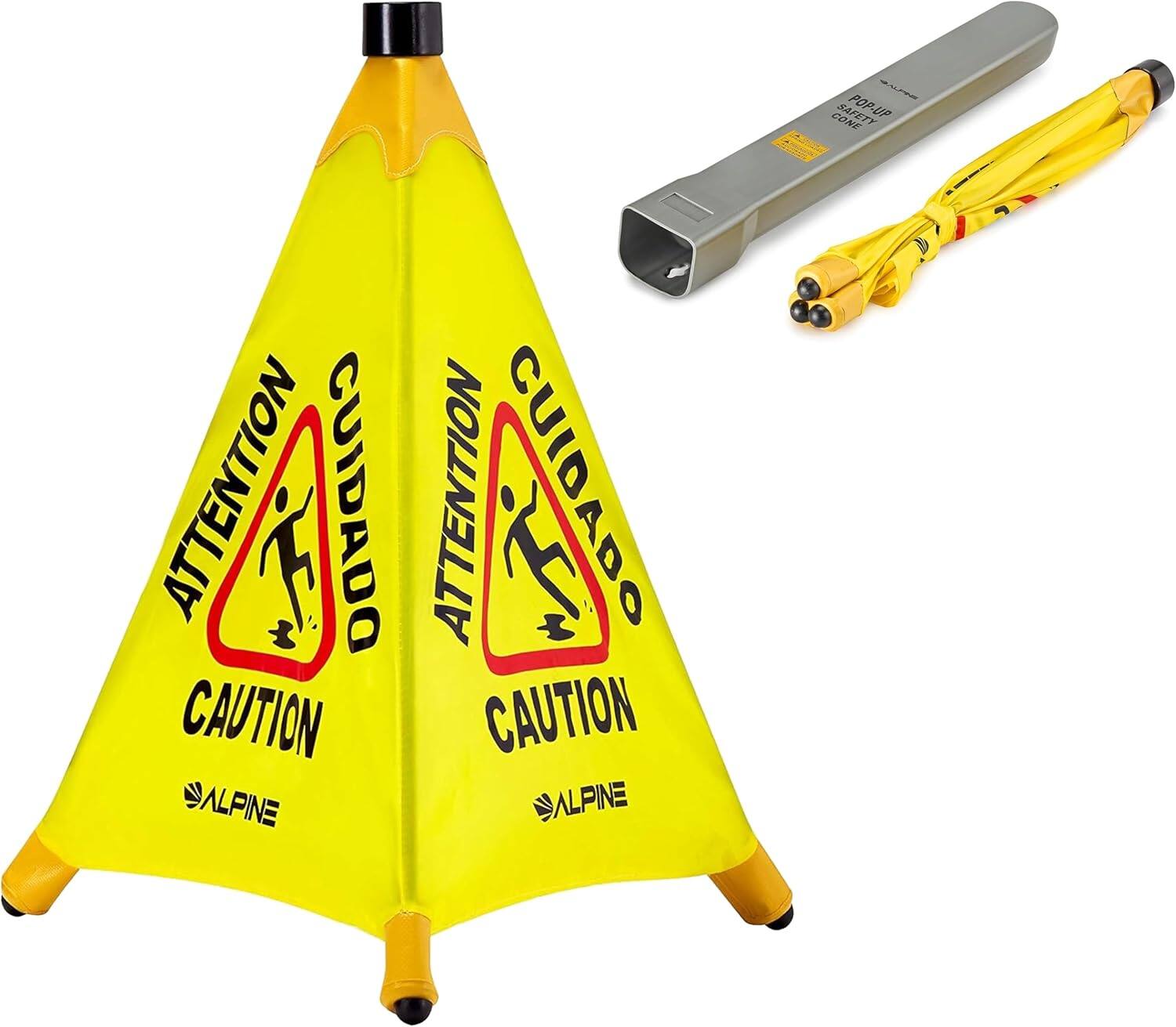 CONE SAFETY POP-UP ATTENTION CUIDADO CAUTION ALPINE ATTENTION CUIDADO CAUTION ALPINE