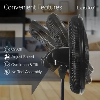 Lasko - 18 in. Elegance & Performance Large Room Pedestal Fan - Black