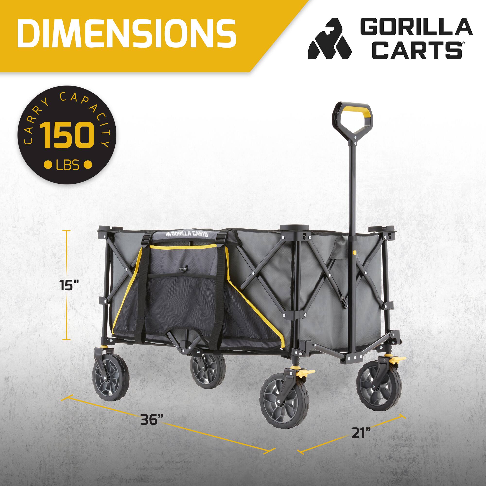 DIMENSIONS  
CARRY CAPACITY 150 LBS  
GORILLA CARTS  
15" x 36" x 21"