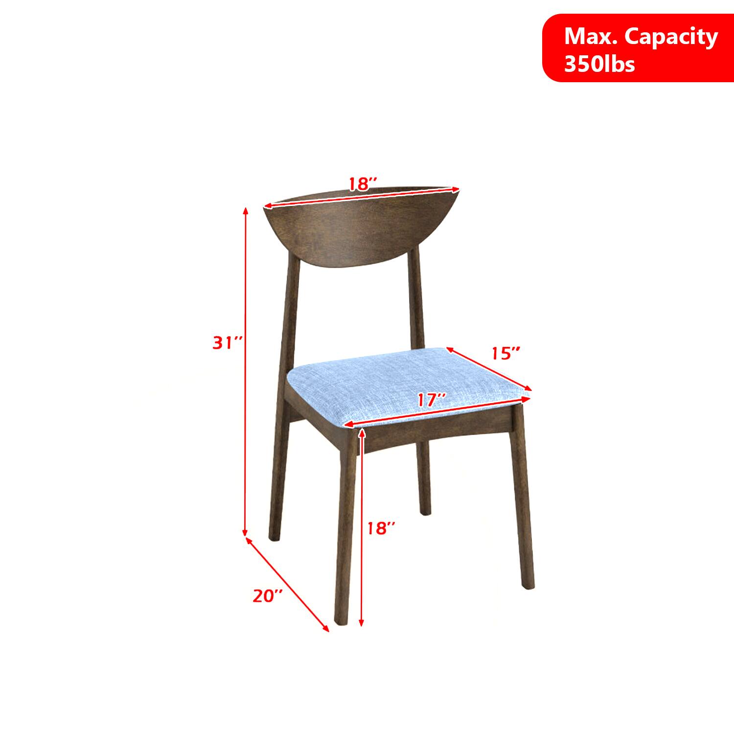 Max. Capacity 350lbs  
18" 31" 15" 17" 18" 20"