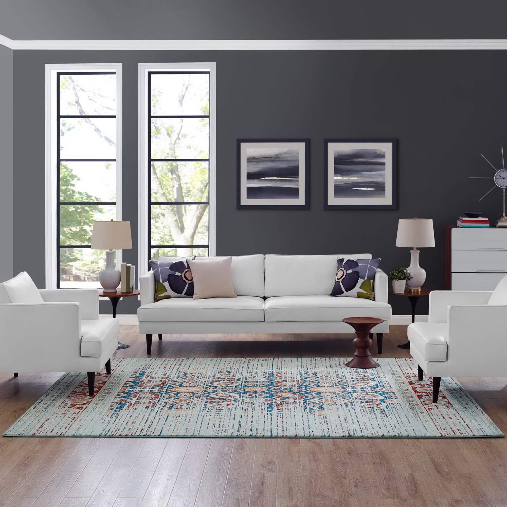 Modway - Naria Distressed Vintage Medallion Area Rug - Multicolored