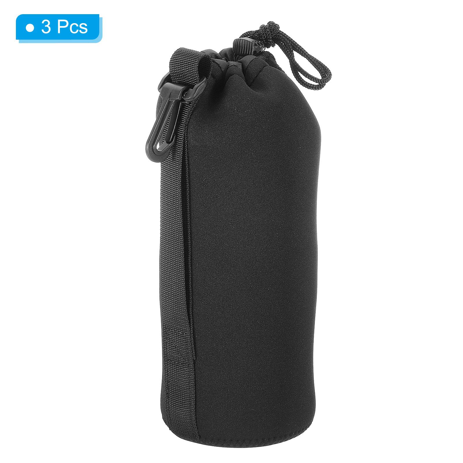 Alt View 2. Unique Bargains - Camera Lens Bag, 3pcs 3.7"x9.8" Drawstring Pouch with Thick Neoprene for DSLR Lens, Water Coffee Cups - Black.
