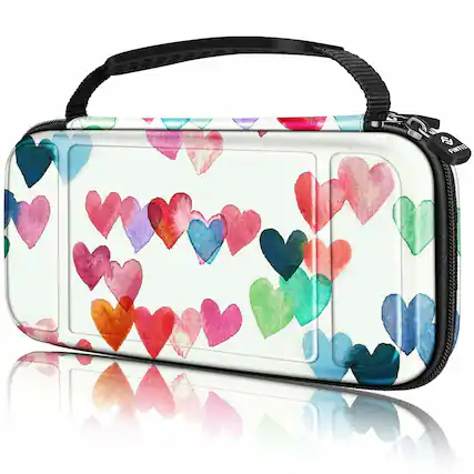 Front. Kitcheniva - Portable Protective Case For Nintendo Switch Lite With Card Slots Raining Hearts - Raining Hearts.