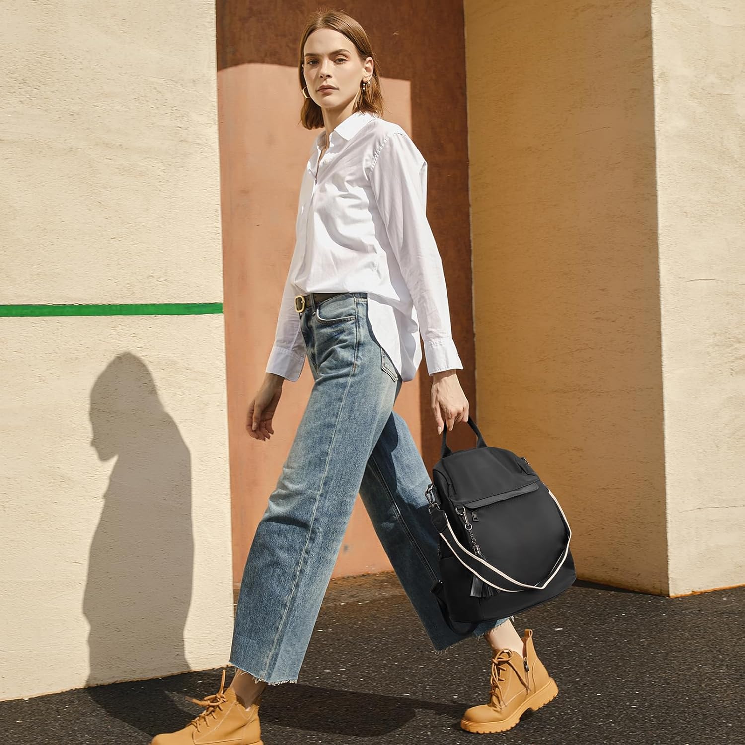 Left. Live At Space - Telena Backpack Purse Women, Leather Theft Travel Shoulder Tassel - Floral.