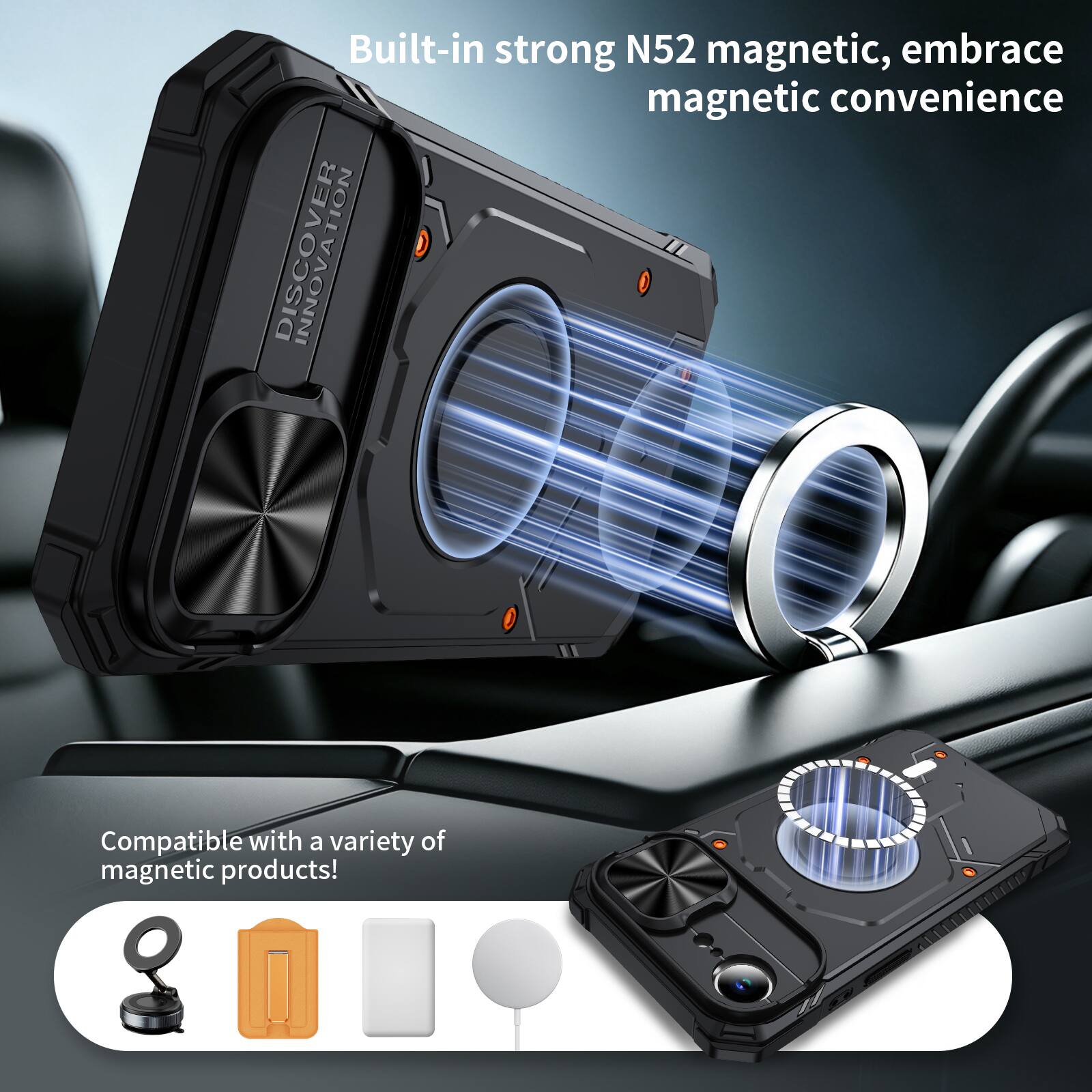 Built-in strong N52 magnetic, embrace magnetic convenience

Compatible with a variety of magnetic products!