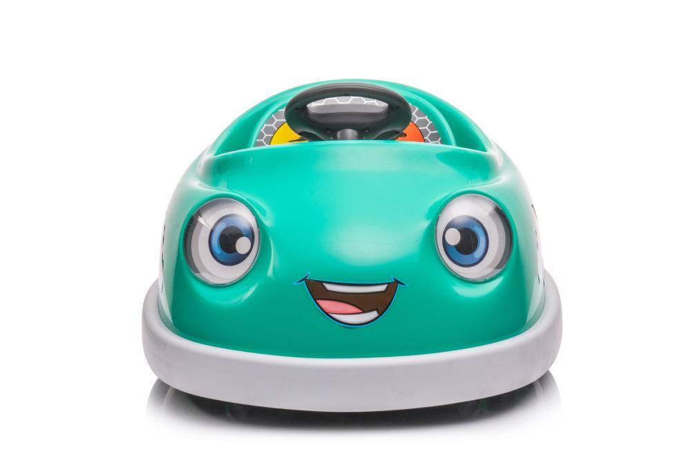 Left. BreeBe - 12V Kids Bumper Car, Dual Drive Electric Ride On with USB, BT Music, Rocking Horse Mode & Anti-Collision for Ages 1-6 - Green.