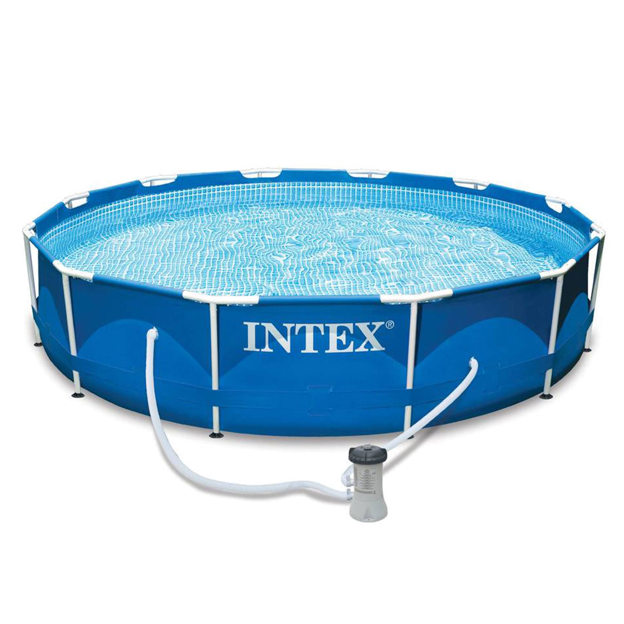 Alt View 1. Intex - Intex Metal Frame 10' x 30" Swimming Pool with Filter Pump and Maintenance Kit - Blue.