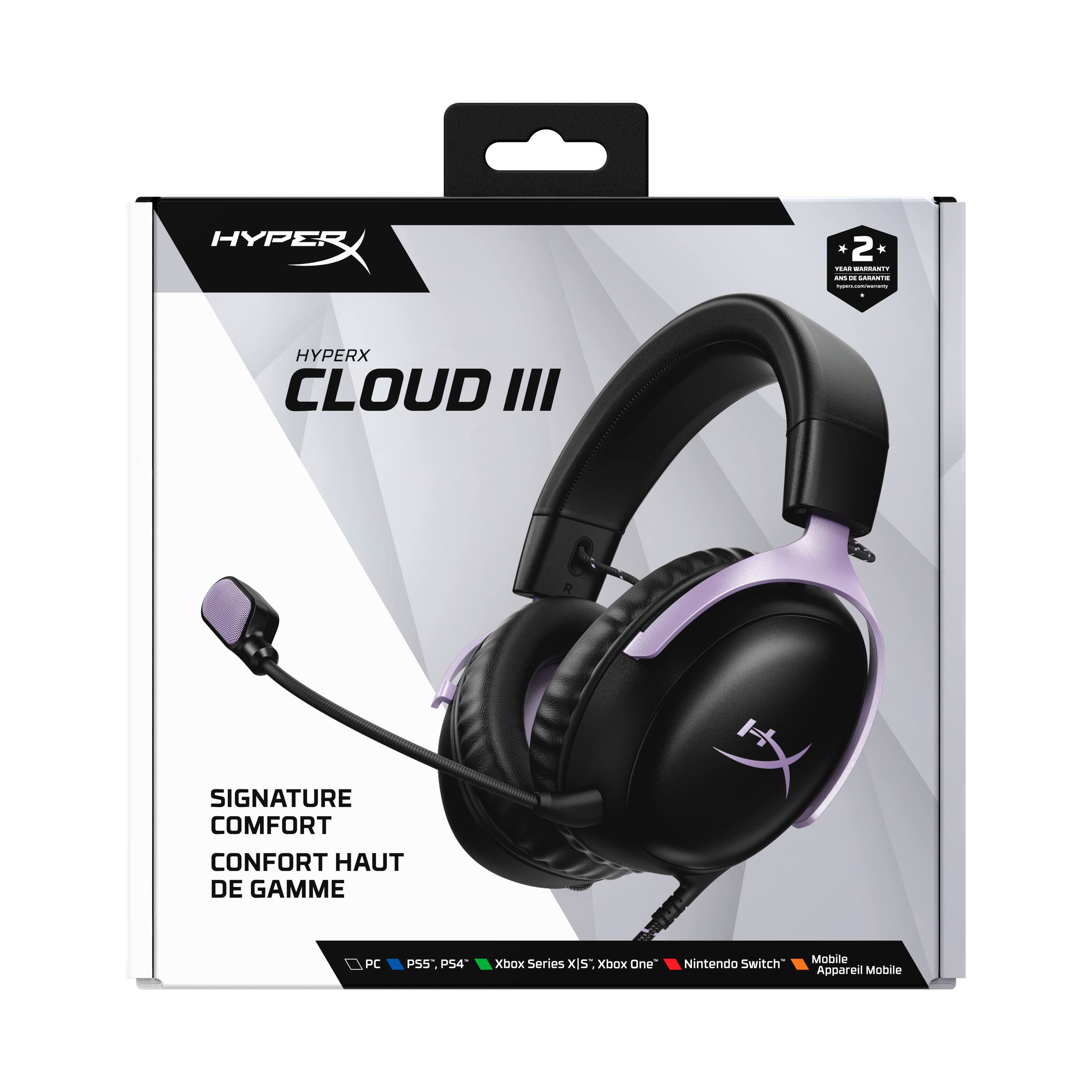 HYPERX CLOUD III

SIGNATURE COMFORT CONFORT HAUT DE GAMME

PC PS5, PS4 Xbox Series XS Xbox One / Nintendo Switch Mobile Appareil Mobile