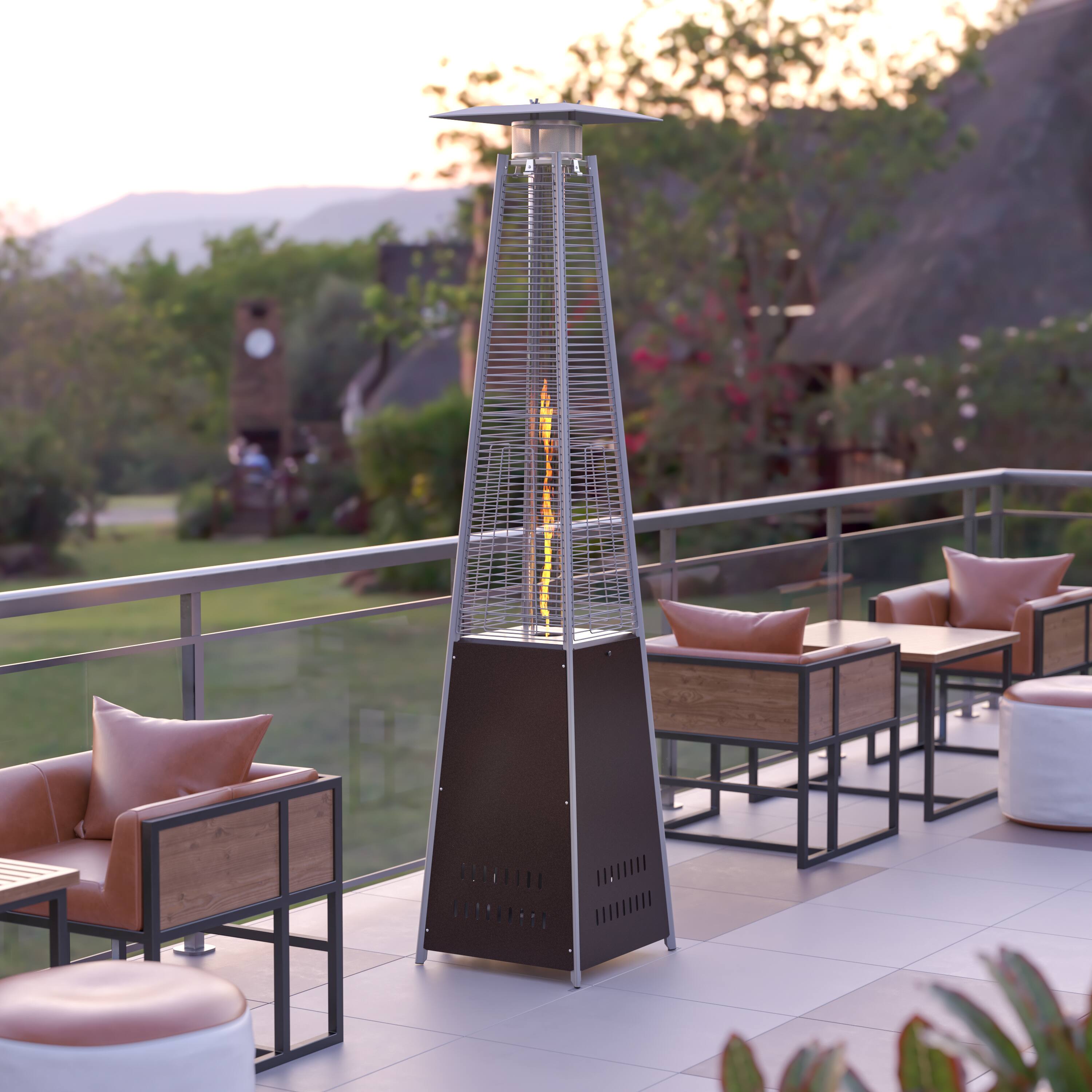 Alt View 1. Emma + Oliver - Outdoor Patio Heater - 7.5 Feet Round Steel Patio Heater - 42,000 BTU's - Bronze.