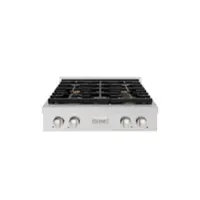 ZLINE - 30 in. Paramount Gas Rangetop with 4 Brass Burners in Satin Stainless Steel (SRTS-BR-30) - Stainless Steel - Front_Zoom
