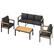 Alt View 4. U-HOMY - 4-Piece Patio Conversation Set with Table, All-Weather Aluminum Furniture for Outdoor Living - Black.