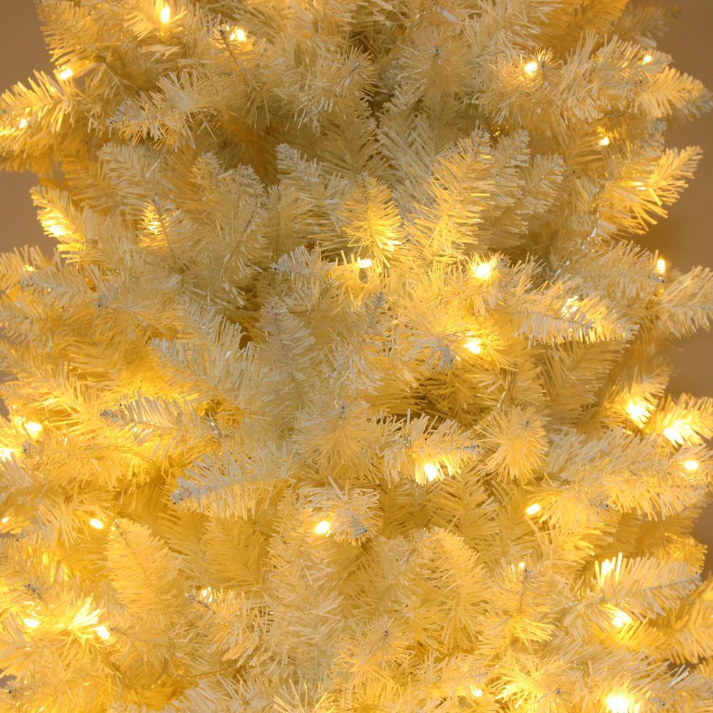 Alt View 6. Winado - 7.5 FT Snow Flocked Pencil Christmas Tree with 1050 Branches, 350 LED Lights, Slim Artificial Xmas Tree - White.