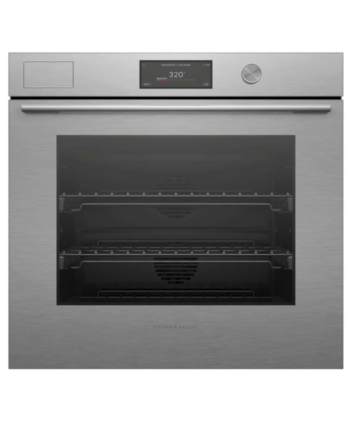 Fisher & Paykel - 30" 4.9 Cu. Ft. Single Oven w/Steam Assist, 6.8" Touchscreen w/Dial Self-Cleaning - Contemporary - Brushed silver