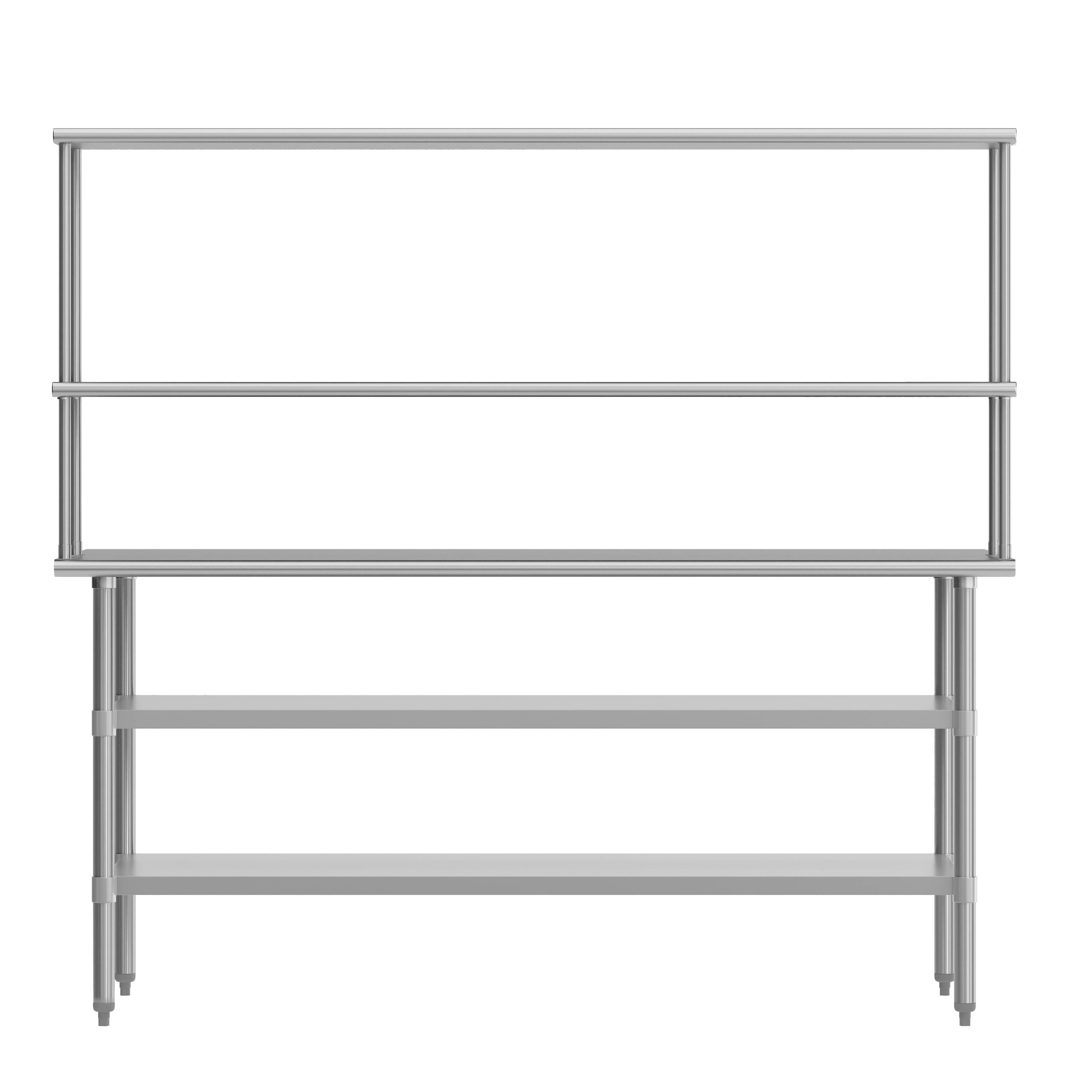 Back. Flash Furniture - Reader Portable Prep and Work Table with NSF Certified 18 Gauge Stainless Steel Top Shelf and Double Overshelves and 2 G - Gray.