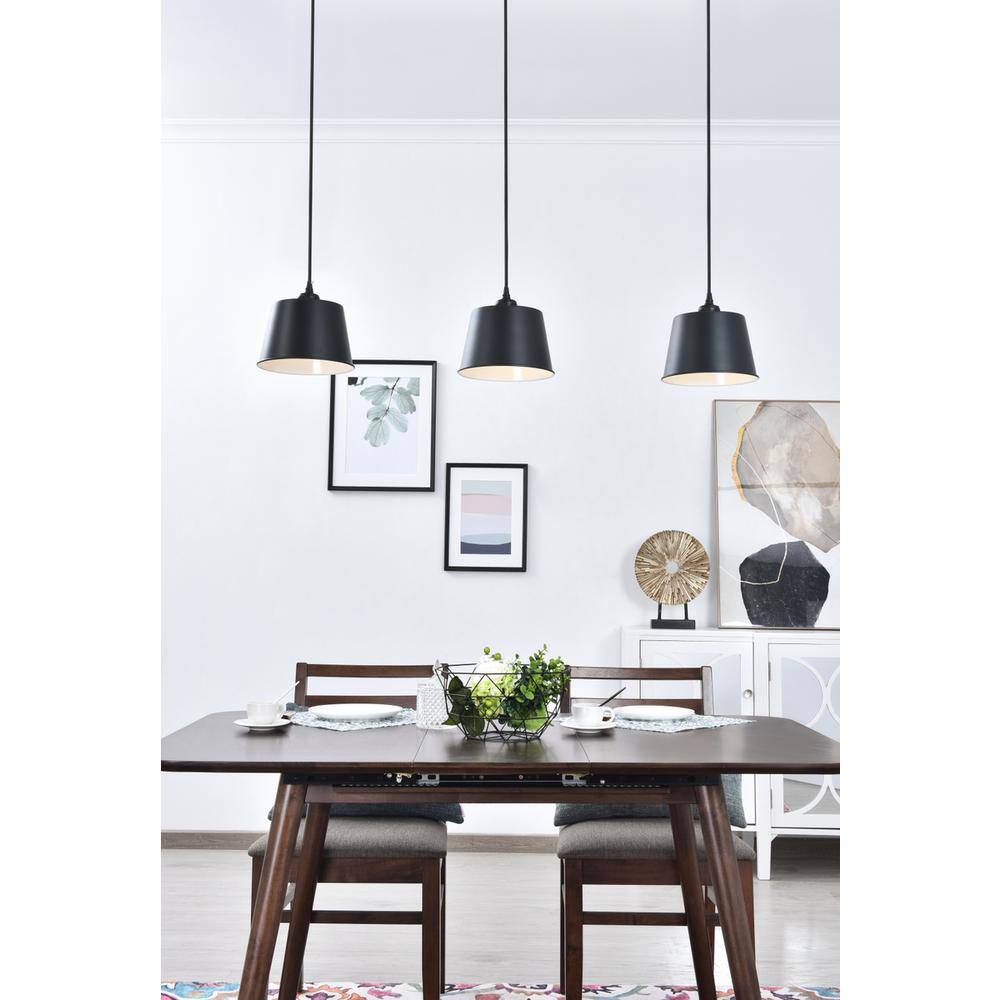 Angle. Living District - Nota 3 light black Pendant - Black.