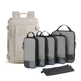 Bagsmart - Blast Travel Backpack with Packing Cubes Set, Carry On Luggage Backpack for Travel, Work & Weekend Trips - White