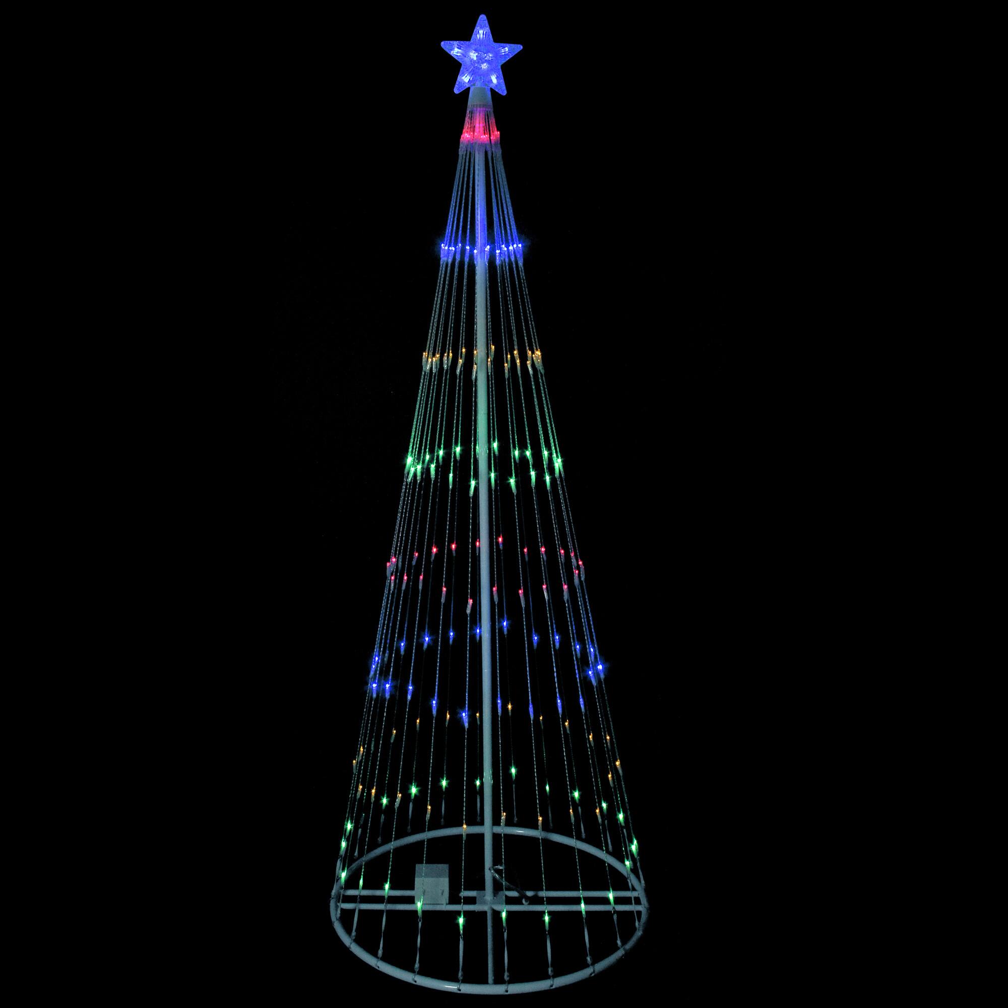 Front. Northlight - LED Lighted Show Cone Christmas Tree Outdoor Decoration - 12' - Multicolor - Multi.
