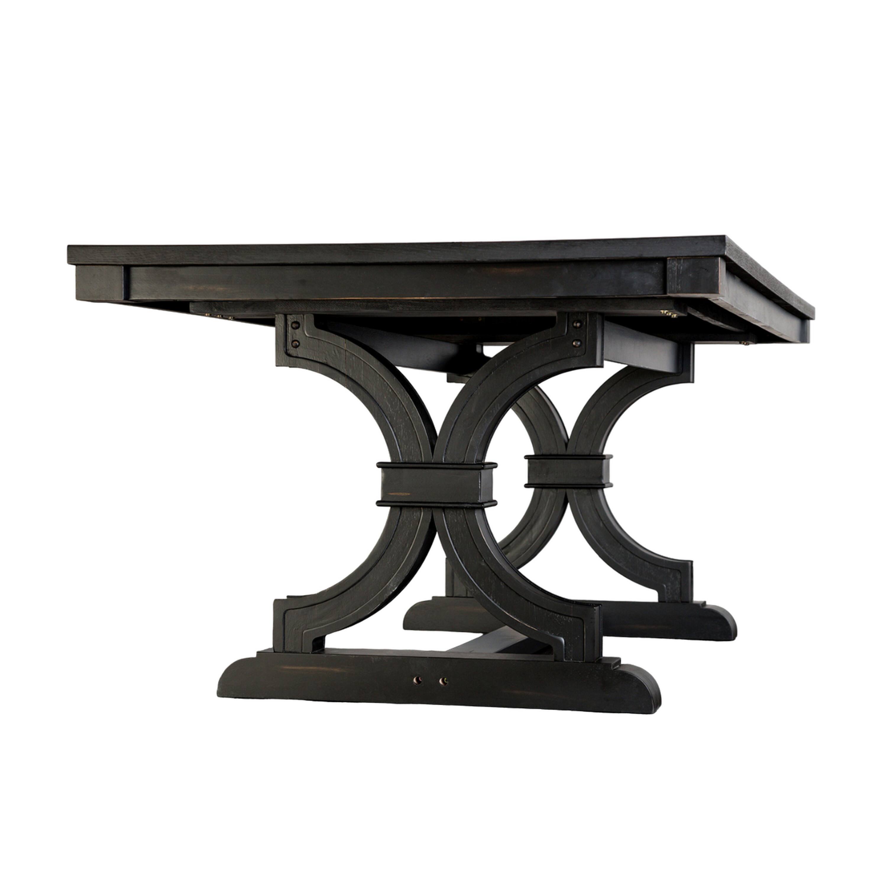 Alt View 1. Manhattan Lane - Luke Dining Table, 79 Inch Rectangular Top, Trestle Base, Black Wood - Black.
